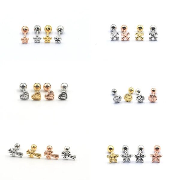 Sleeping Non-Removable Simple Plain Mini Cross Ear Studs Threaded Ball Earrings Titanium Steel Geometric Pattern Wedding Jewelry For Women