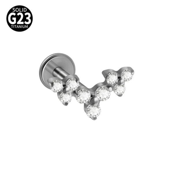 G23 Titanium, Alloy, Flat Back, Piercing Jewellery, Earring, Cherry, Blossom, Butterfly, Elegant Cute Classic, Lip, Stud, Ear Cartridge, Internal Thread