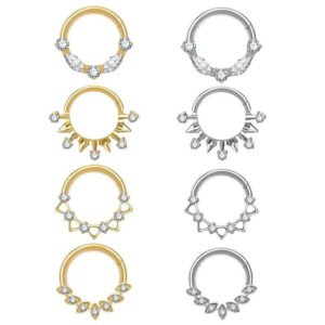 Titanium Alloy G23 Nose Ring Jewelry Women's Body Piercing Zircon Earrings Hoops Fashionable Unisex