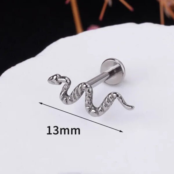 picture_c7fc0330-21a9-4618-a411-0a1746fd9e3a(2) G23 Titanium Snake-Shape Butterfly Earrings Fashionable Retro Polished Steel Color Lip Studs Unisex Simple Design Ear Jewelry