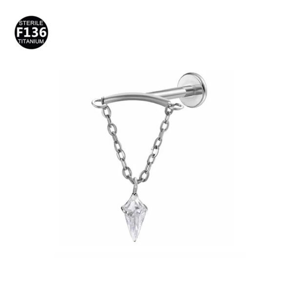 F136 Titanium, Alloy, Hidden Helix, Chain, Pendant, 0.9, Piercing Jewellery, Ear Cartridge, Stud, Lip, Vertical Labret, Flat Back, Drop, Earring, Unisex, Flower, Triangle.