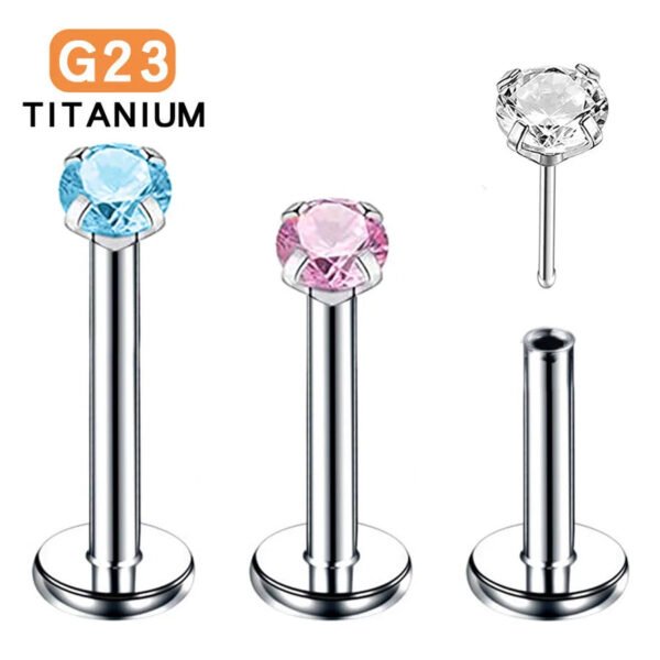 Titanium Alloy G23 Prong Claw Wireless Nose Stud Earring Lip Piercing Wedding Birthday Festival Geometric Pattern Unisex