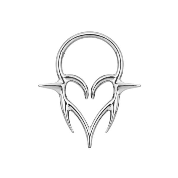 F136 Titanium Barbed Heart Shaped Nose Ring Ear Bone Stud Lip Stud Punk Style Body Piercing Jewelry