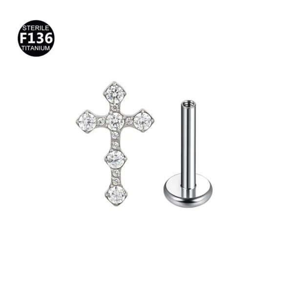 picture_cb7bdb70-7c8f-4a8a-b0c1-281c474c4aa7(2) Titanium Alloy 0.9 Tooth Pendant Micro-Set Zircon Flat Bottom Rod Piercing Earrings Heart Star Studs Unisex Fashion Jewelry