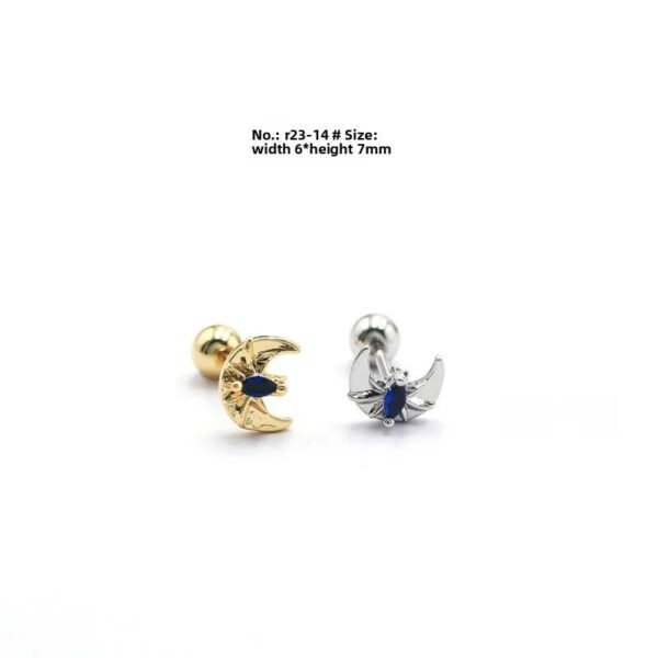 picture_cc1e3b1e-3884-44dc-9a0b-5d4a11a5c5b7(2) New Style Minimalist Mini Micro Paved Crystal Moon Tooth Earrings Titanium Steel Wedding Jewelry Unisex Letter Number Text