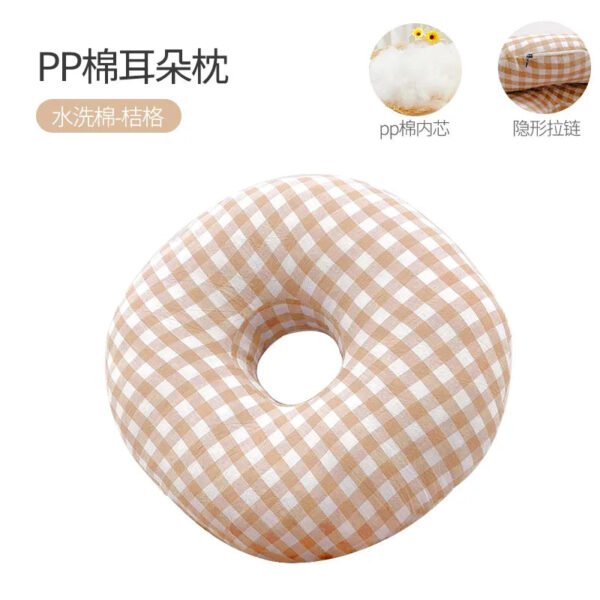 NEW Ear Pillow, Protection, Single Hole, Side Sleeping, No Ear Pressure, Satin, Plaid, Sleep Better, Heal in Confidence.
