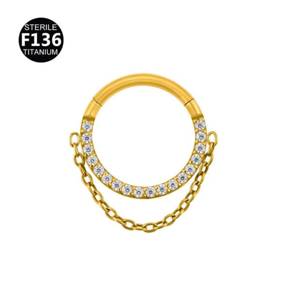 Titanium Alloy Double Chain Earrings 8/10mm Ladies Stud Earrings Luxury Minimalist Geometric Pattern Unisex Piercing Jewelry