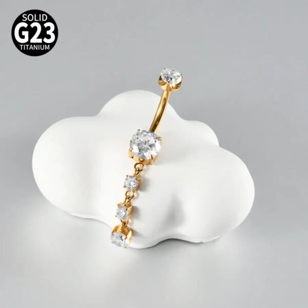 1 Piece Belly Rings Casual Cute Hawaiian Round G23 Titanium Zircon Polishing Plating Zircon PVD Coated 18K Gold Plated Belly Rings