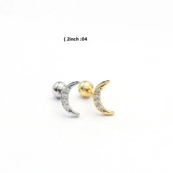 picture_ccfa4684-64f3-4aaa-bcbb-b2bed80e56e5(2) New Style Minimalist Mini Micro Paved Crystal Moon Tooth Earrings Titanium Steel Wedding Jewelry Unisex Letter Number Text