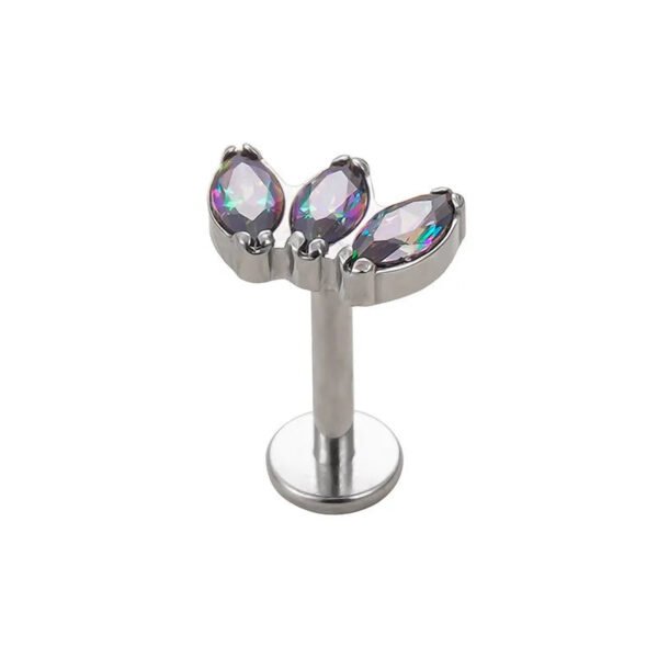 picture_ce801b34-e70c-47a5-b115-5bbf4cd419ee(2) Titanium F136 Crown, Ear Cartridge, Lip, Vertical Labret, Stud, Earrings, Horse Eye, Zirconia, Piercing Body Jewellery, Unisex, Internal Thread, Flat back.