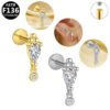 F136 Titanium, 14k Gold Plated, White Gold, Stud, Flat Back, Internal Thread, Lip, Ear, Cartlidge, Vertical Labret, Dangle, Elegant, Tree, Star, Leaves.