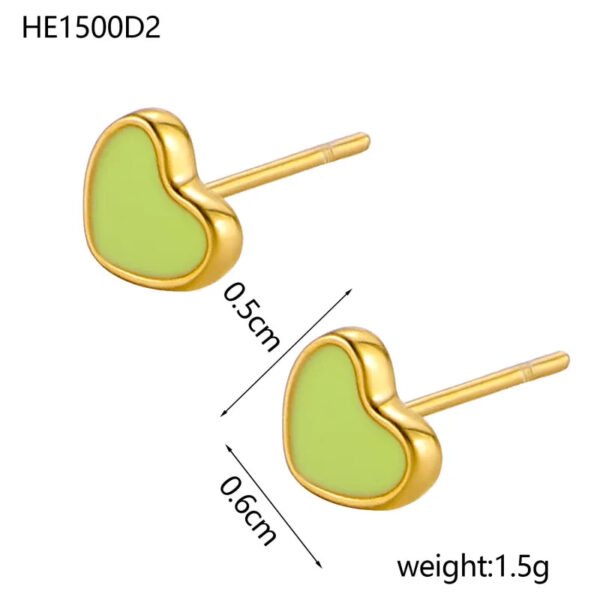 picture_cff093ed-8b4c-4aab-b00b-ab4ffd0bd630(2) Heart Shaped, 14K Gold Plated, Titanium, Oil Drop, Enamel, Simple, Handmade, Colorful, Peach, Heart Earring, Cute, Sweet, Dainty, Lovely, Single.
