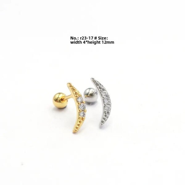 picture_d095d2ea-7acd-4fc7-b56c-2f203edb9fdc(2) New Style Minimalist Mini Micro Paved Crystal Moon Tooth Earrings Titanium Steel Wedding Jewelry Unisex Letter Number Text