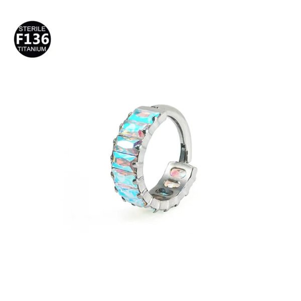 F136 Titanium Alloy, Ear, Hoop, Stud, Rainbow, Ice, Sugar, Ring, Geometric, Zirconia
