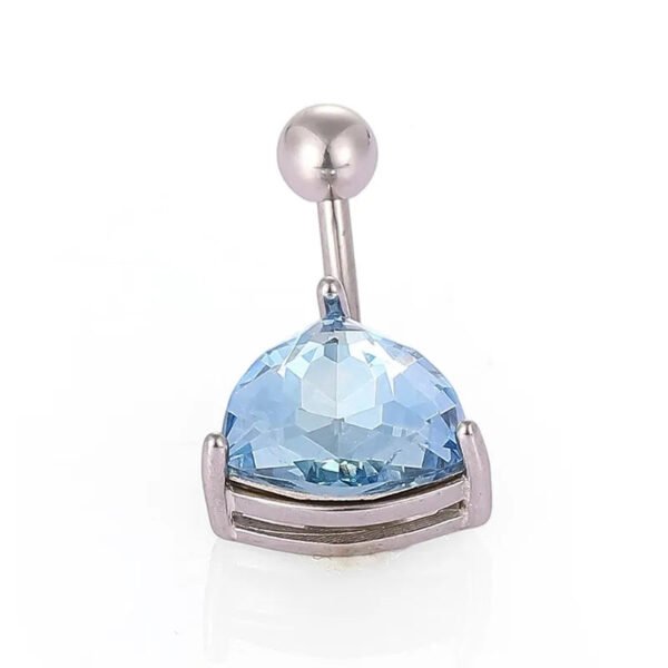 1Pcs Fashion Zircon Navel Ring Stainless Steel Heart Round Claw Shaped Shiny Navel Ring Navel Button Body Piercing Jewelry