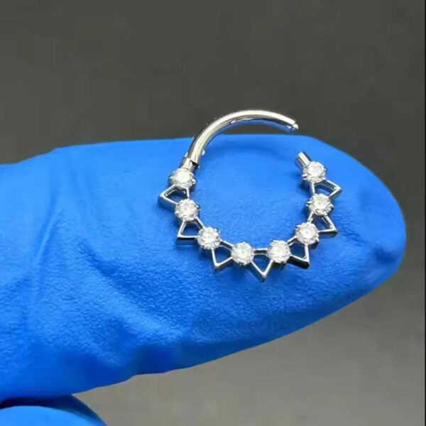 G23 Titanium, F136 Titanium Alloy, Inlay, Zircon, 14K Gold Plated, White Gold, Ear, Cartilage, Conch, Nose, Septum, Ring, Elegant, Glam, Snowflake.