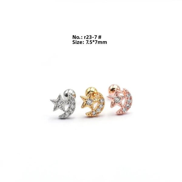 picture_d16b06eb-70ef-4836-b66b-62c3f827f1bf(2) New Style Minimalist Mini Micro Paved Crystal Moon Tooth Earrings Titanium Steel Wedding Jewelry Unisex Letter Number Text