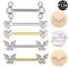 picture_d18ce882-2eba-4160-ae90-2e5692f6ba9a(2) Butterfly Heart Shaped Titanium Alloy Piercing Set With Zirconia Stones Fashionable Style Chest Decorations