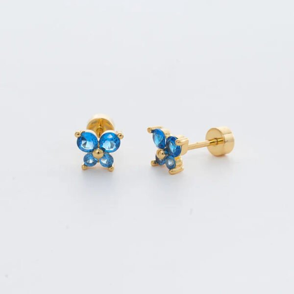 Trendy Women's High-End Gold Plated Titanium Steel Screw Back Earrings Pearl Colorful Diamond Butterfly Ear Studs Ins Style