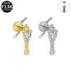 F136 Titanium, 14k Gold Plated, White Gold, Stud, Flat Back, Internal Thread, Lip, Ear, Cartlidge, Vertical Labret, Dangle, Elegant, Tree, Star, Leaves.