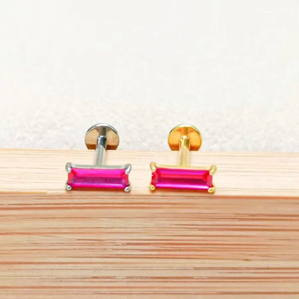 F136 Titanium Alloy Square Colorful Zirconia Pendant Exquisite Ear Bone Studs Piercing Jewelry Factory Geometric Pattern Unisex