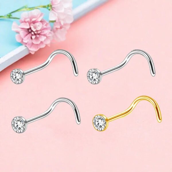 Classic Titanium Alloy Nose Studs Zirconia S Rod Piercing Jewelry Style Ball Pattern Universal Plating