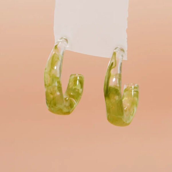 1pair Fresh Resin C-shaped Earrings Set Multi-color Design Daily Commuting Style Eye-catching Ear Accessories