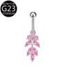 Implant Grade Titanium Flower Heart Dangly Belly Bar – Dainty Zirconia Navel Piercing, Hypoallergenic & Stylish