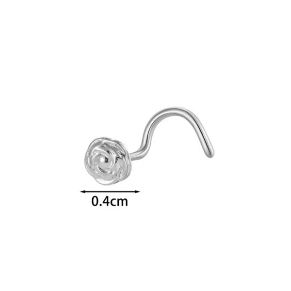G23/F136 Titanium Alloy Inlaid Zircon Flower Heart S Rod Nose Stud Fashion Versatile Trendy Piercing Jewelry