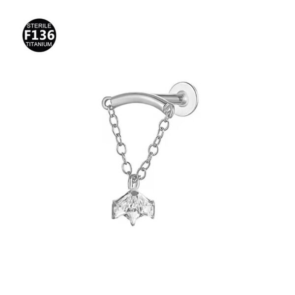 F136 Titanium, Alloy, Hidden Helix, Chain, Pendant, 0.9, Piercing Jewellery, Ear Cartridge, Stud, Lip, Vertical Labret, Flat Back, Drop, Earring, Unisex, Flower, Triangle.