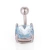 1Pcs Fashion Zircon Navel Ring Stainless Steel Heart Round Claw Shaped Shiny Navel Ring Navel Button Body Piercing Jewelry