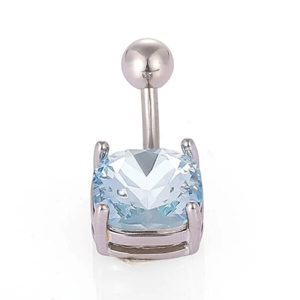 1Pcs Fashion Zircon Navel Ring Stainless Steel Heart Round Claw Shaped Shiny Navel Ring Navel Button Body Piercing Jewelry