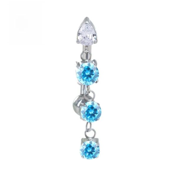 F136 Titanium, Long Pendant, Four Claw, Set, Zirconia, Chain, Inverted Navel, Barbell, Belly Button, Bar, Piercing, 14G, Unisex, Body Piercing, Jewellery.