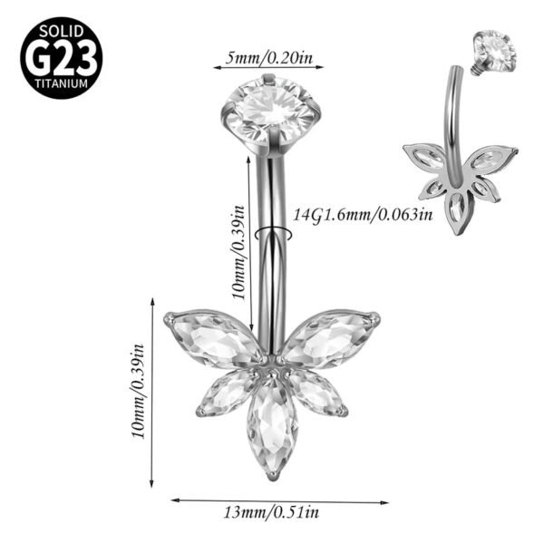 Titanium Metal Scorpion Bat Belly Button Piercing Belly Button Ring Zircon Cherry Multiple Horse Eye Flower Inner Tooth Belly Button Stud Body Piercing Jewelry Accessories