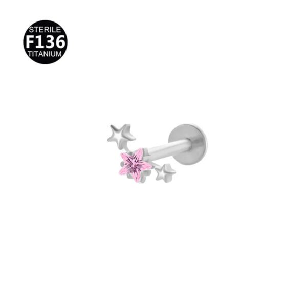 Titanium Alloy F136 Lip Studs Earrings Ear Bone Studs Zirconia Gemstone Geometric Pattern Unisex Body Piercing Jewelry