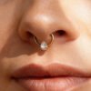 picture_dcc715d7-5988-447b-b92f-a076be6c8268(2) Satan's Child Piercing Mermaid Titanium Alloy Zircon Nose Stud Gold-Plated Geometric Water Drop Heart-Shaped Sweet Cool Hot Girl Piercing Nose Ring Seamless Ring