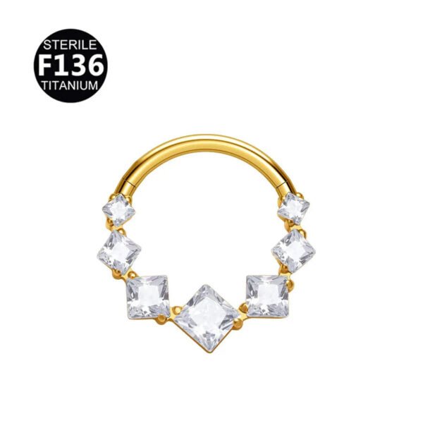 picture_de313ec5-e0fe-4d59-a1e9-b5c01fe28e9c(2) Titanium Alloy Square Color Spliced Zircon Nose Ring Nasal Septum Piercing Jewelry For Men And Women Suitable For Wedding And Birthday