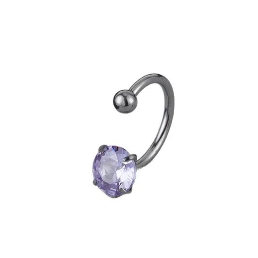 G23 Titanium Lip Studs 5A Grade Zircon C-Shaped Cochlea Screw F136 Internal Thread Horse Hoof Ring Nose Ring C Ring U-Shaped Lip Ring