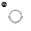 Titanium Alloy F136 Nose Ring Ear Cuff Piercing Jewelry Golden Butterfly Wings Crown Design Sparkling Unisex Geometric Pattern