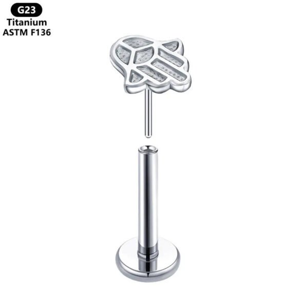 Titanium Alloy F136 Cat Claw Lip Studs Floral Implant Grade Human Piercing Jewelry Polished Finish Anniversary Birthday Party Festive