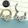 Fashionable Titanium Set Zircon Nose Ring F136 Implant Grade Body Piercing Jewelry Elegant Floral Pattern Unisex Accessory