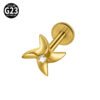 G23 Titanium Trendy Tulip Gold Steel Color Flat Back Pierced Earrings Butterfly Windmill Inlaid Zircon Elegant Romantic Jewelry Lip Stud Earrings