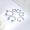 Titanium Alloy Inner Threaded Double Ball C Bar Lip Ring Horse Hoof Ear Bone Ring Lip Ring Fashionable Piercing Jewelry For Men And Women