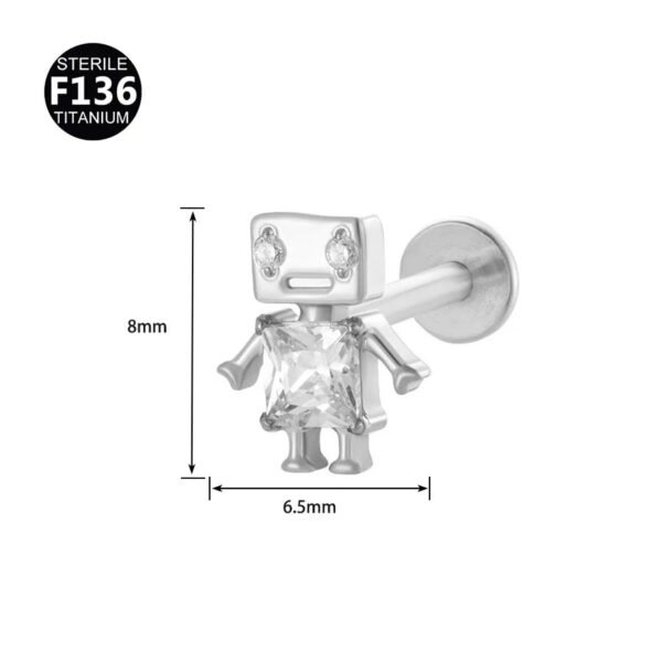 Fresh Titanium Alloy Piercing Jewelry Star Moon Butterfly Geometric Pattern Fashionable Unisex Lip Stud Ear Bone Stud