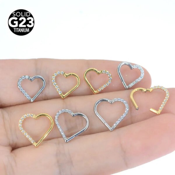 G23 Titanium, Heart Shaped, Ear, Nose Ring, Seamless, Body Piercing, Cartilage, Helix, Dainty, Cute, Left, or Right.
