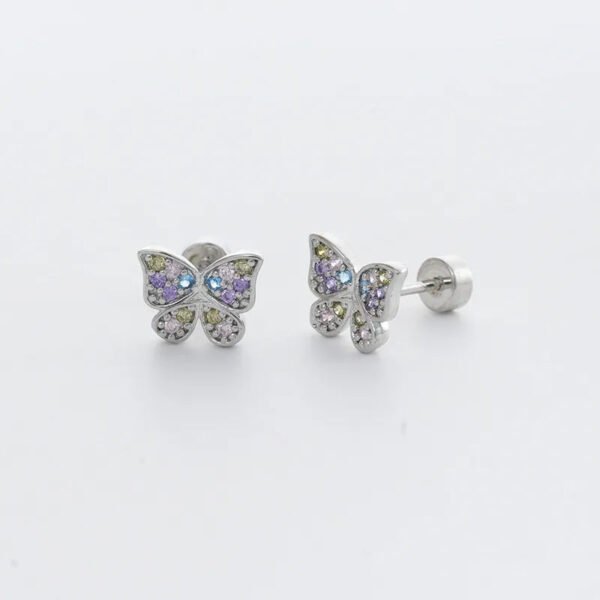 Trendy Women's High-End Gold Plated Titanium Steel Screw Back Earrings Pearl Colorful Diamond Butterfly Ear Studs Ins Style