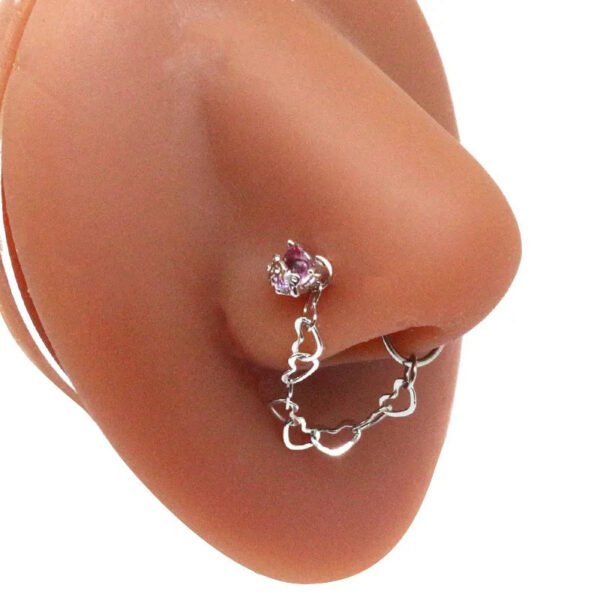 picture_e22ffa19-426c-4c48-a843-fe31d58ea76e(2) Stainless Steel Nose Studs Butterfly Chapter Heart Shaped Style Fashionable Jewelry Accessory For Men And Women