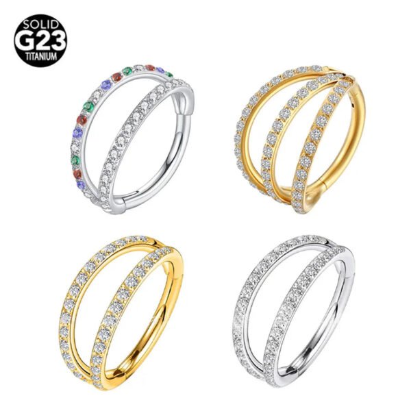 Titanium Alloy Nose Ring Earring With Embedded Zirconia Inner Diameter 6/8/10/12mm Unisex Geometric Pattern Wedding Birthday Jewelry