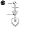 Implant Grade Titanium Flower Heart Dangly Belly Bar – Dainty Zirconia Navel Piercing, Hypoallergenic & Stylish
