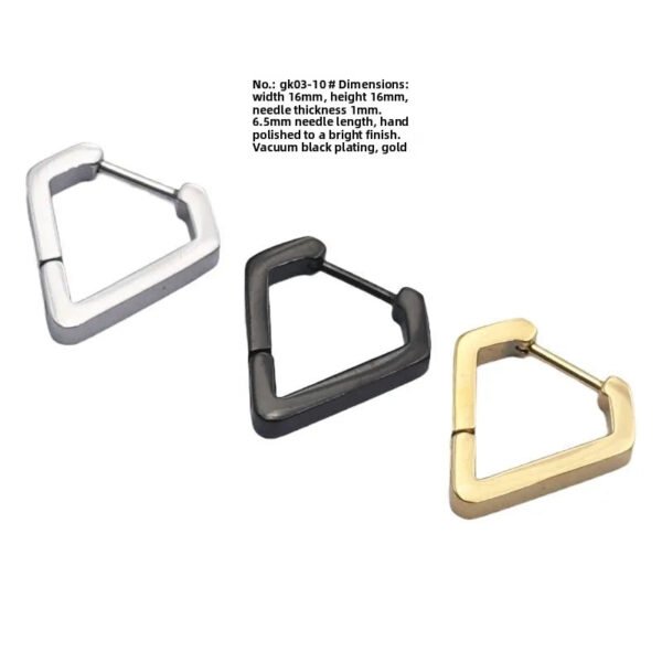 Hand Polished Stainless Steel Titanium Quadrilateral Rhombus Triangle Ear Studs Unisex Geometric Wedding Piercing Jewelry